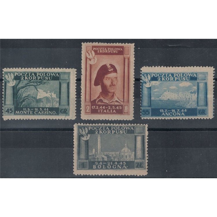 POLISH CORPS 1946 Polish Victories, Grey Card 4v MH*