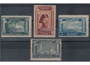 POLISH CORPS 1946 Polish Victories, Grey Card 4v MH*