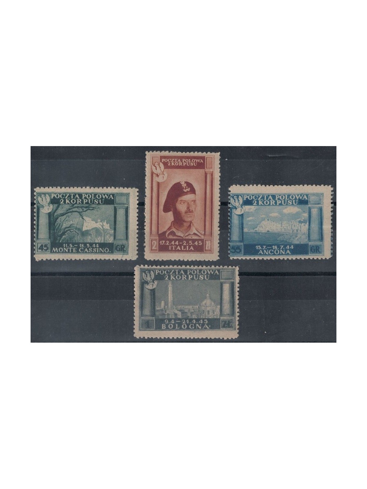 POLISH CORPS 1946 Polish Victories, Grey Card 4v MH*