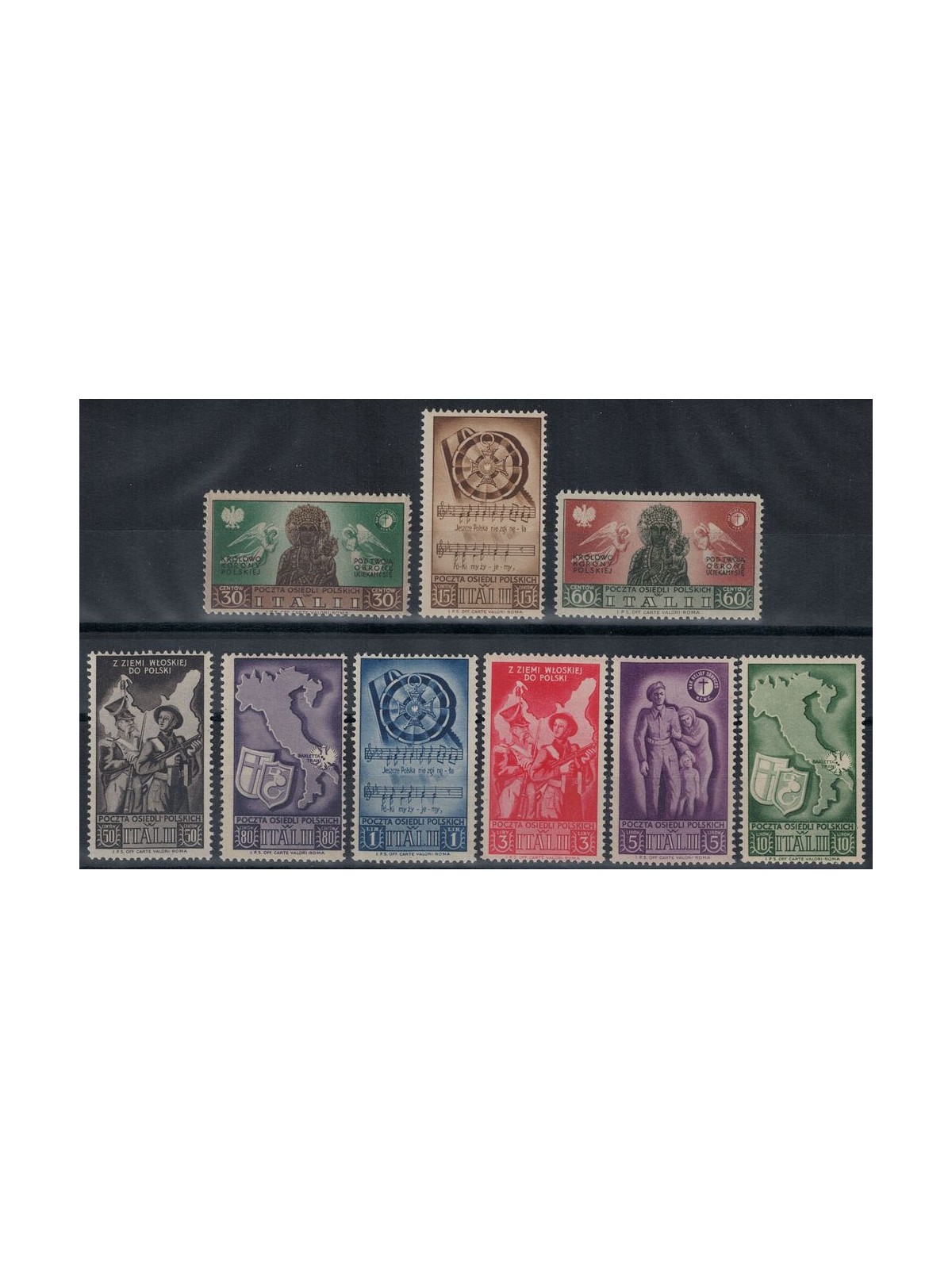 CORPO POLACCO 1946 Soccorso di guerra 9v MH*