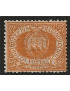 SAN MARINO 1877-90 5c arancio MH*