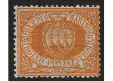 SAN MARINO 1877-90 5c orange MH*