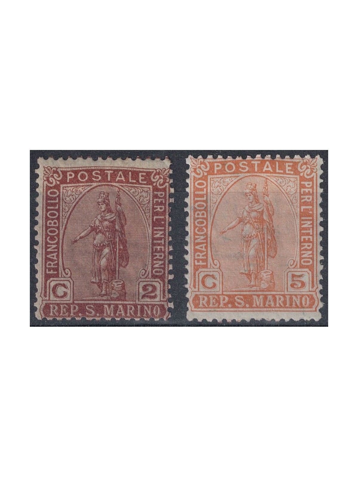 SAN MARINO 1899 Statua della Libertà 2v MH*