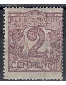 SAN MARINO 1903 2c brown violet MH*
