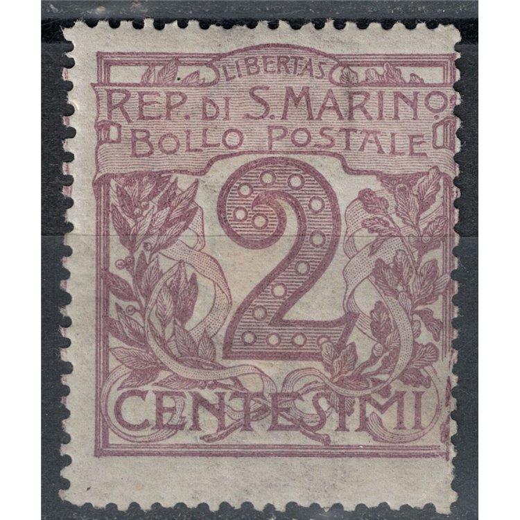 SAN MARINO 1903 2c brown violet MH*