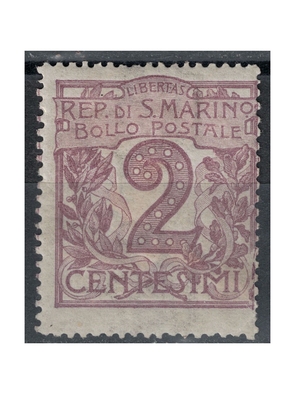 SAN MARINO 1903 2c violetto bruno MH*