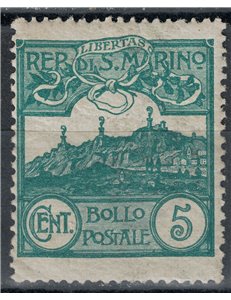 SAN MARINO 1903 5c verde MH*