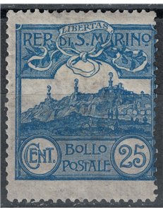 SAN MARINO 1903 25c blue MH*