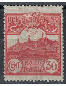 SAN MARINO 1903 30c carminio bruno MH*