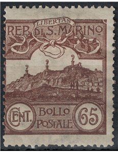 SAN MARINO 1903 65c brown MH*