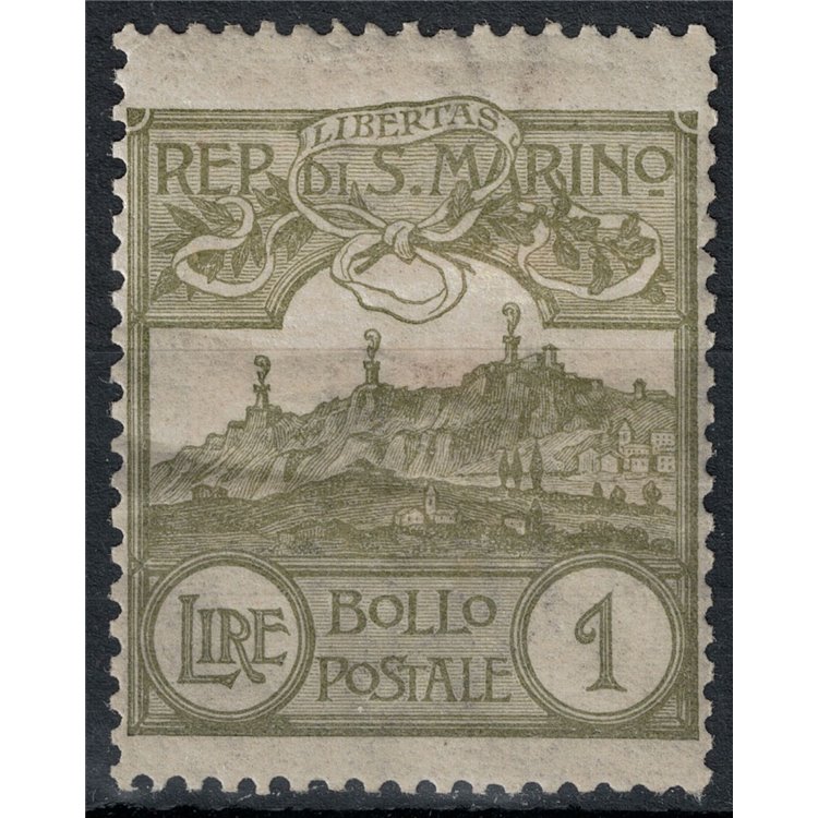SAN MARINO 1903 1£ olive MH*