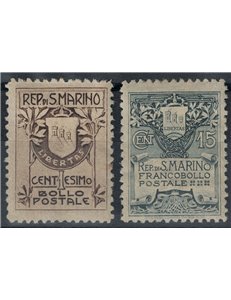 SAN MARINO 1910 Coat of Arms 2v MH*