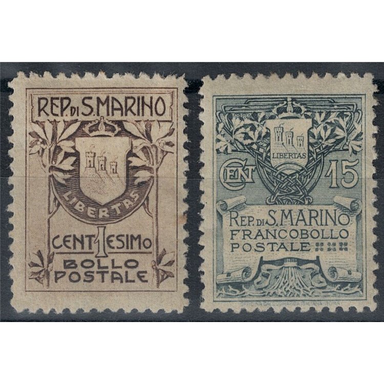 SAN MARINO 1910 Coat of Arms 2v MH*