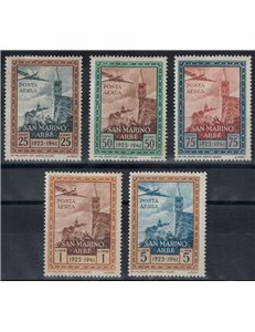 SAN MARINO 1942 Flag at Arbe (airmail) 5v MH*
