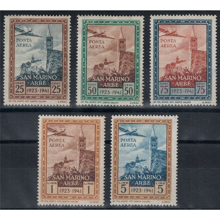 SAN MARINO 1942 Flag at Arbe (airmail) 5v MH*