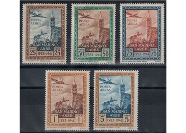 SAN MARINO 1942 Flag at Arbe (airmail) 5v MH*