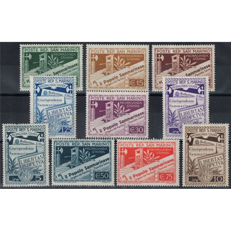 SAN MARINO 1943 Propaganda for the Press 10v MH*