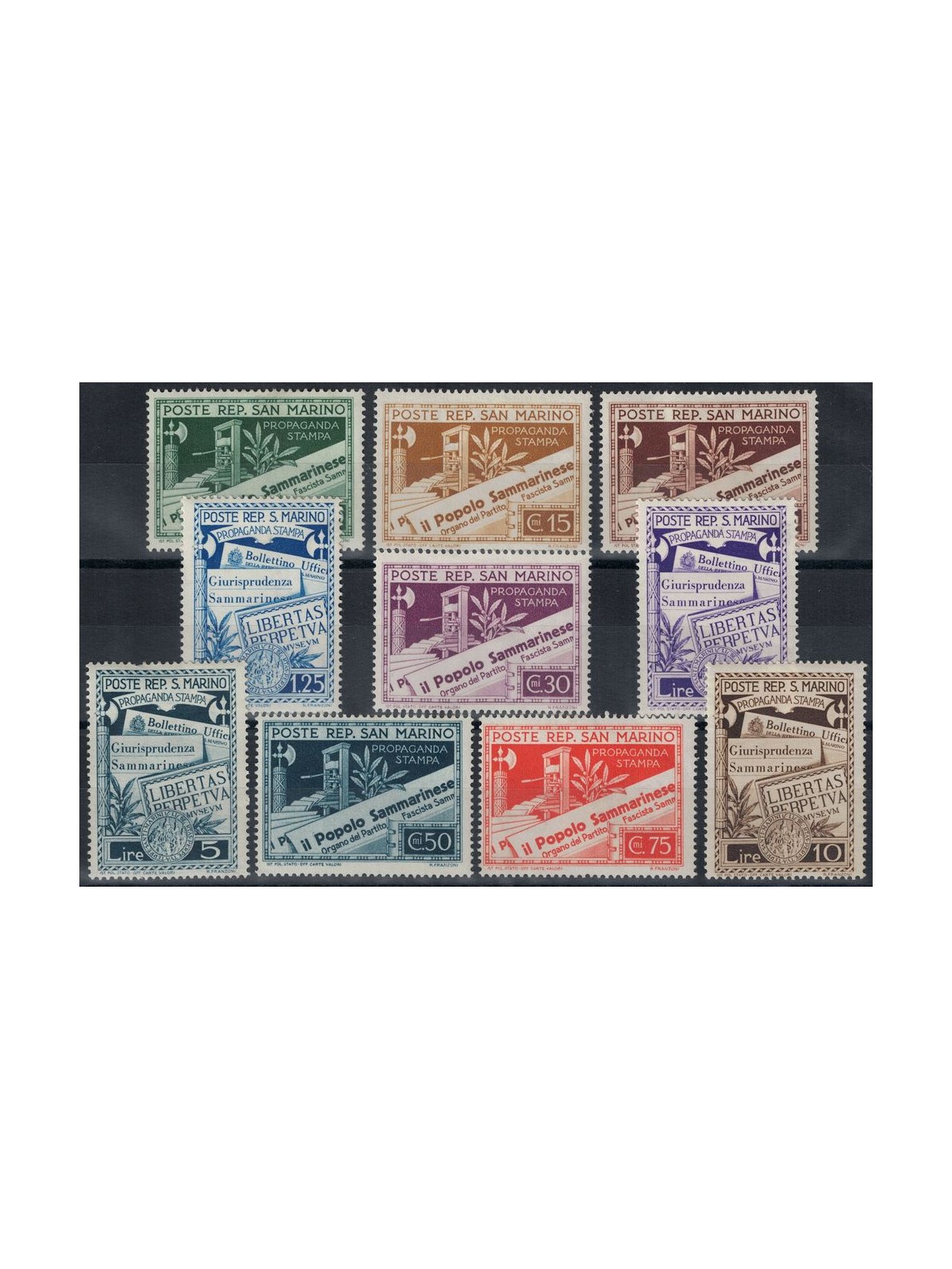 SAN MARINO 1943 Propaganda per la Stampa 10v MH*