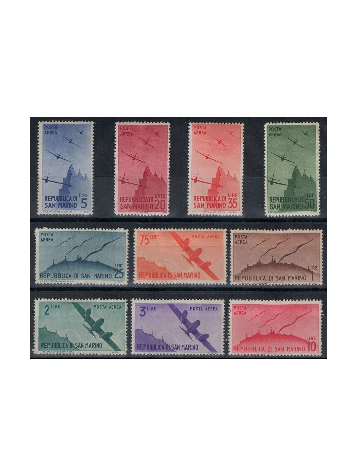 SAN MARINO 1946 Airmail 10v MH*