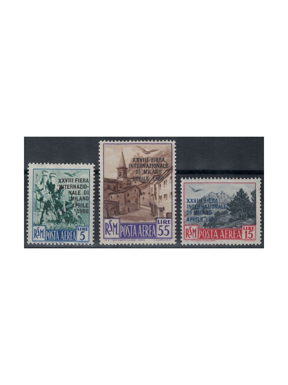 SAN MARINO 1950 Milan Fair (airmail) 3v MH*