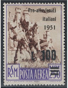 SAN MARINO 1951 Pro alluvionati italiani MH*