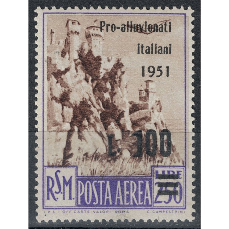 SAN MARINO 1951 Pro alluvionati italiani MH*