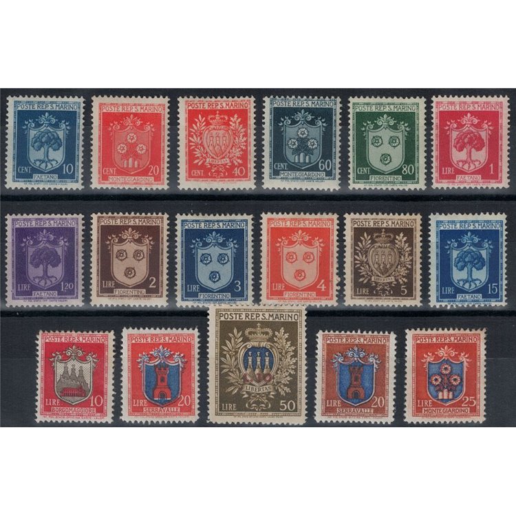 SAN MARINO 1945-46 Coats of Arms of the Castles 17v MH*