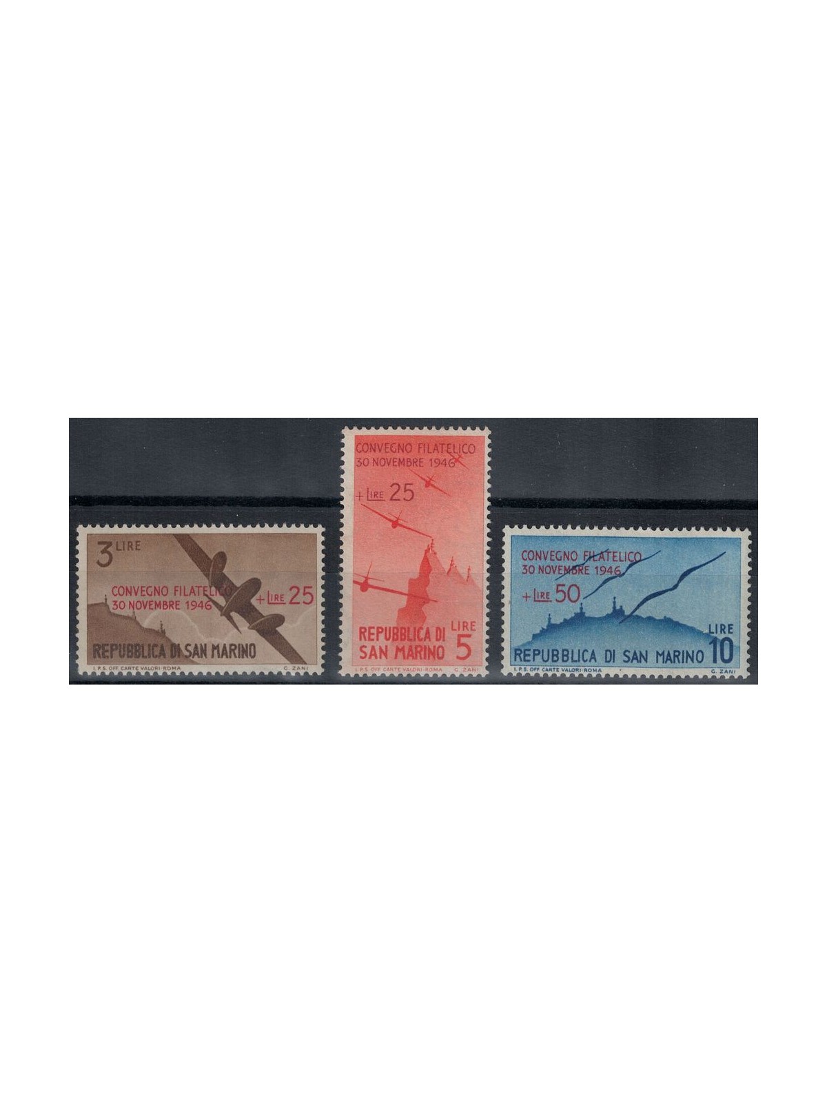 SAN MARINO 1946 Philatelic Convention 3v MH*