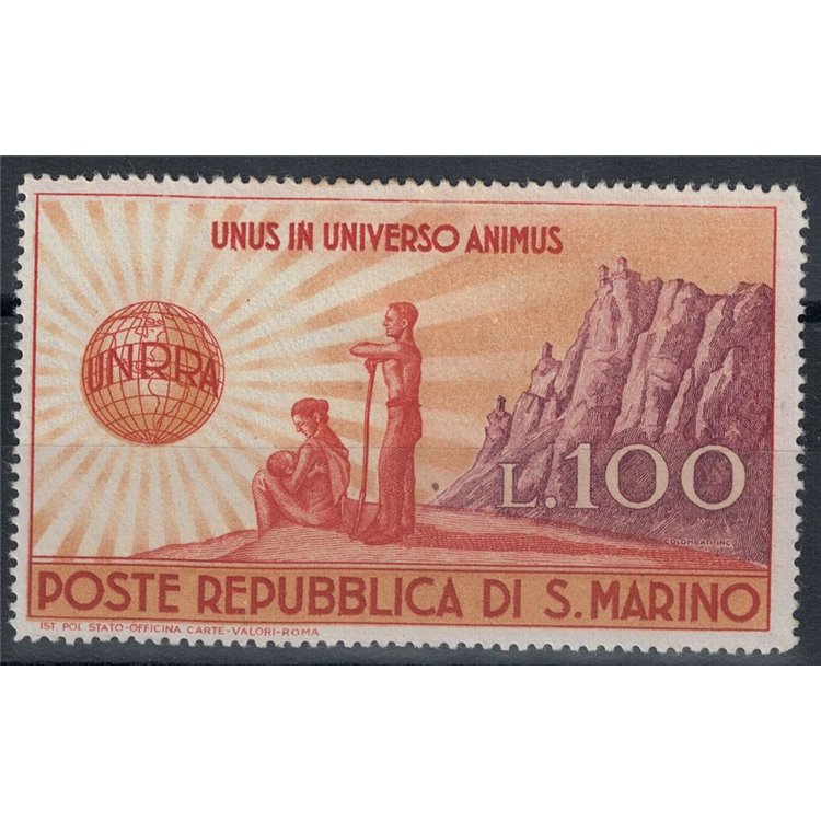 SAN MARINO 1946 Assistance to those damaged by the war, UNRRA MH*