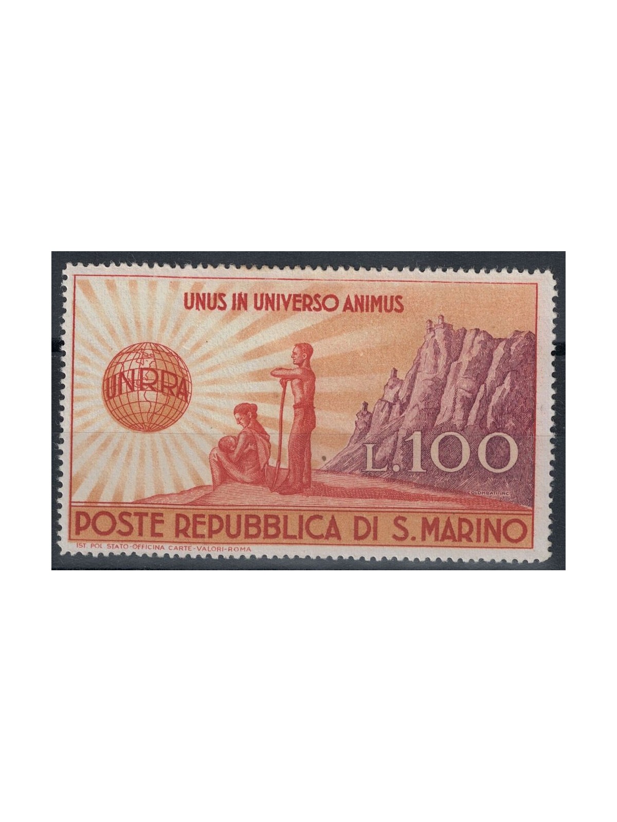 SAN MARINO 1946 Assistance to those damaged by the war, UNRRA MH*