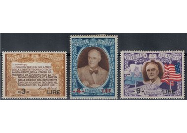 SAN MARINO 1947 Roosevelt soprastampati 3v MH*