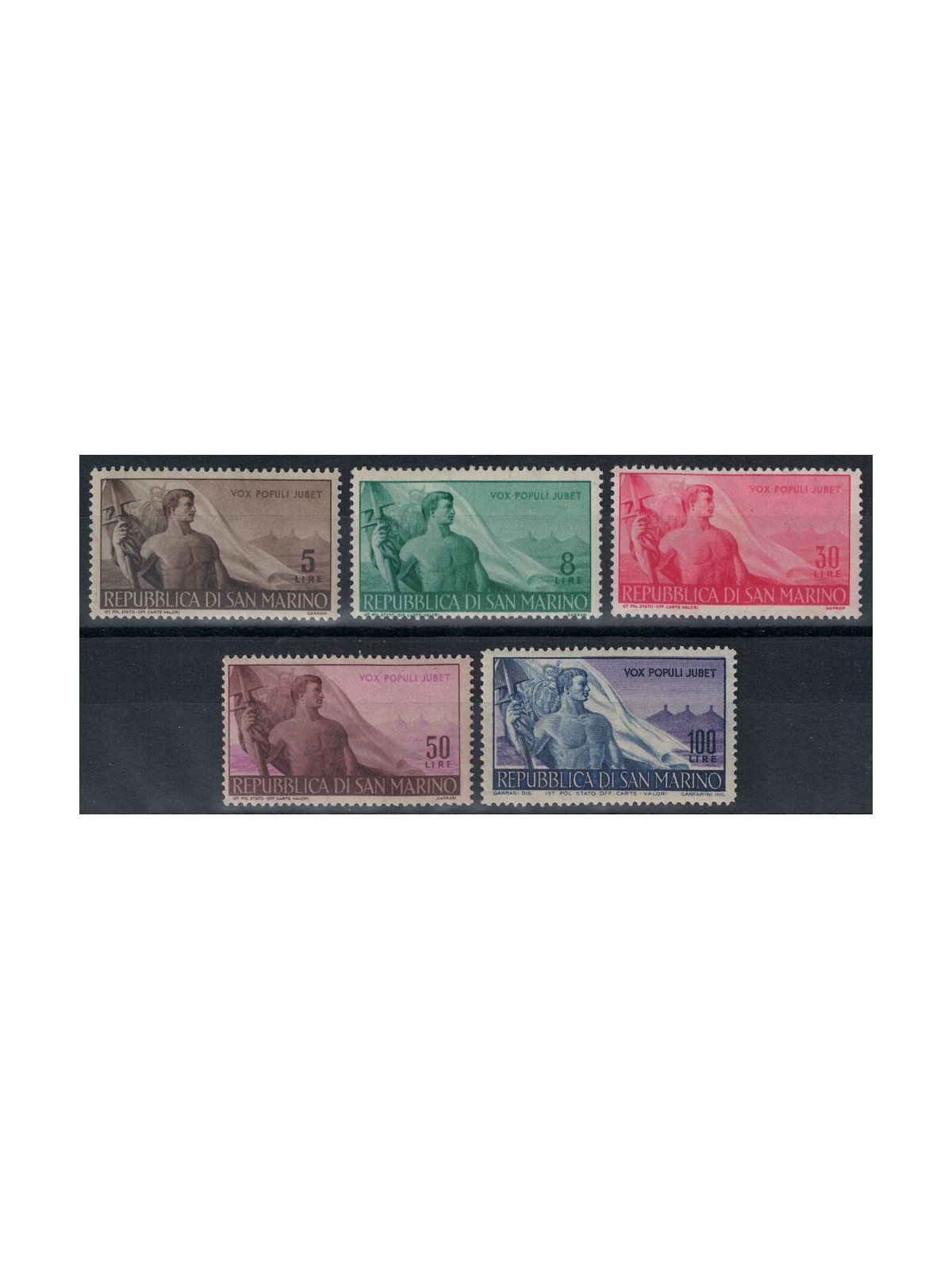 SAN MARINO 1948 Work 5v MH*
