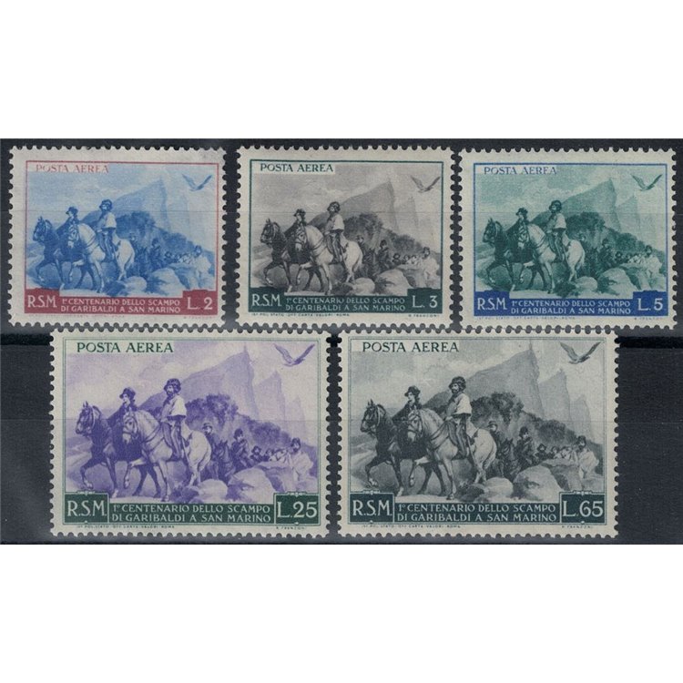 SAN MARINO 1949 Garibaldi (airmail) 5v MH*
