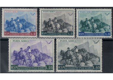 SAN MARINO 1949 Garibaldi (posta aerea) 5v MH*