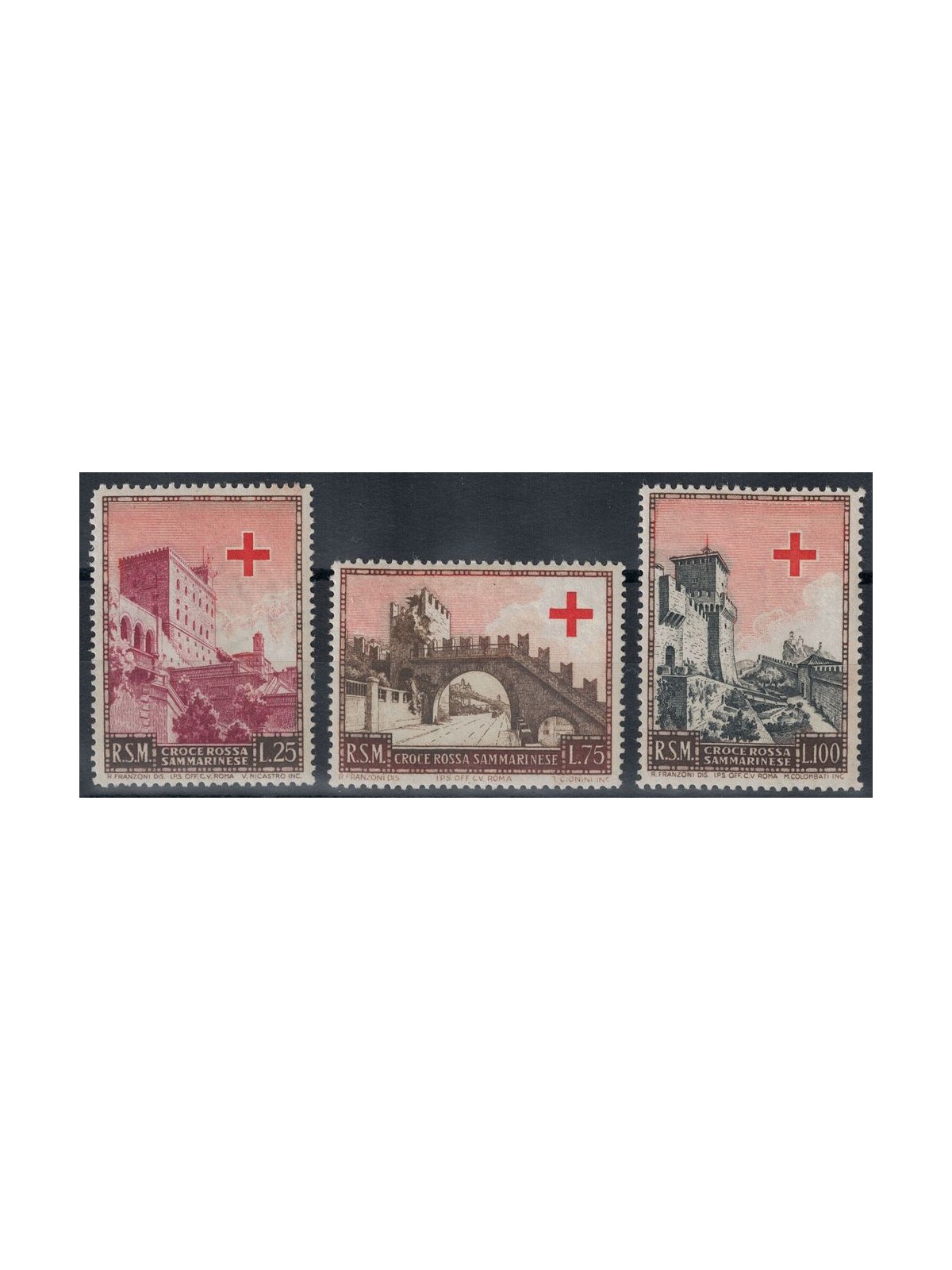 SAN MARINO 1951 Pro Red Cross 3v MH*