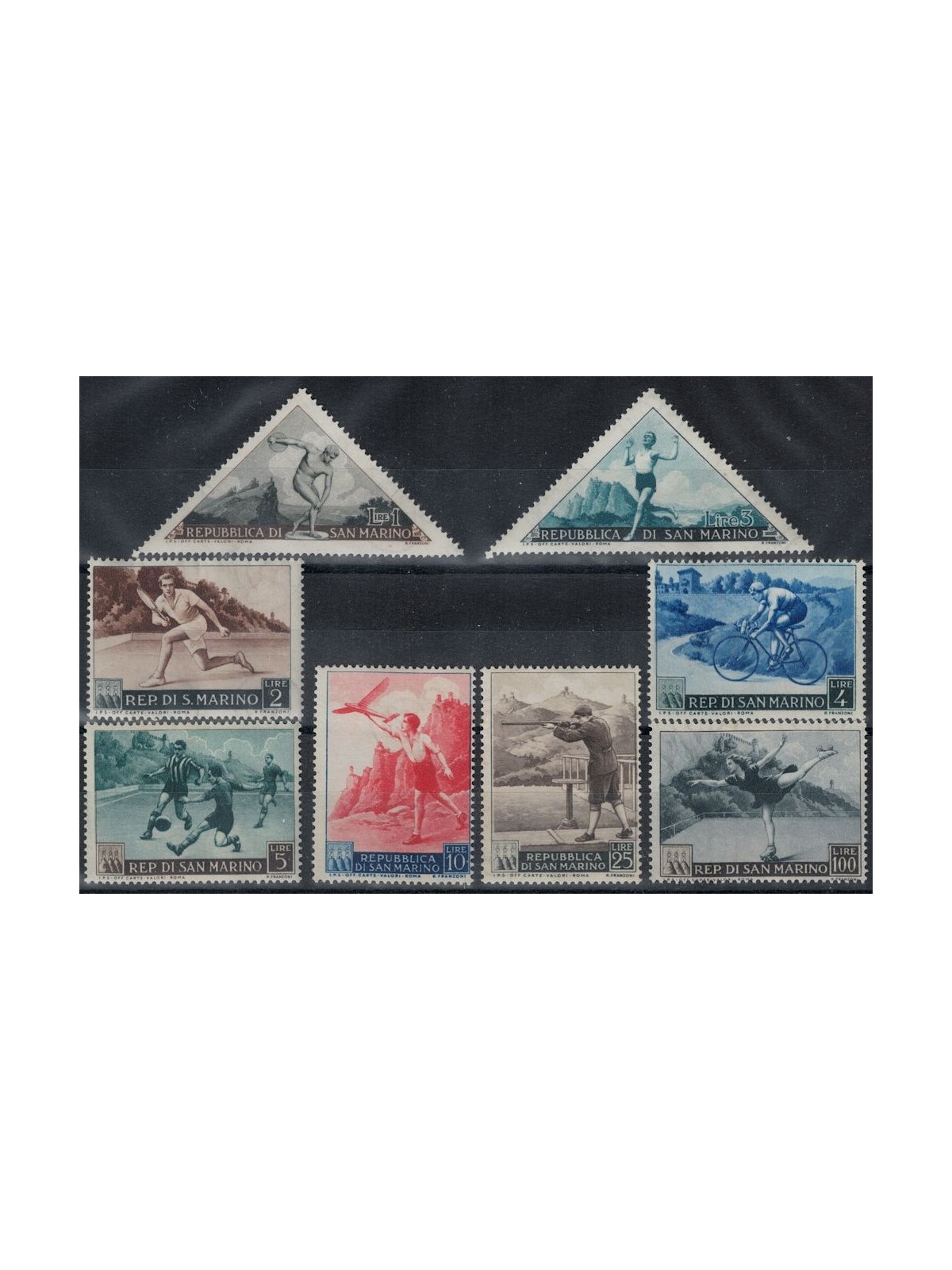 SAN MARINO 1953 Sport, 1st issue 8v MH*