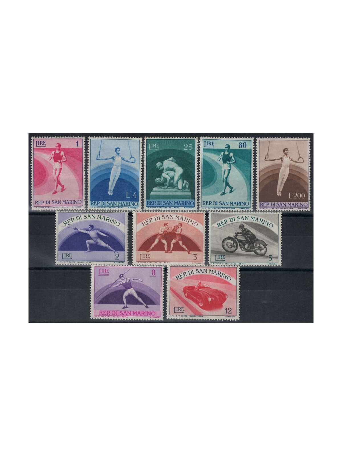 SAN MARINO 1954 Sport, 2nd issue 10v MH*