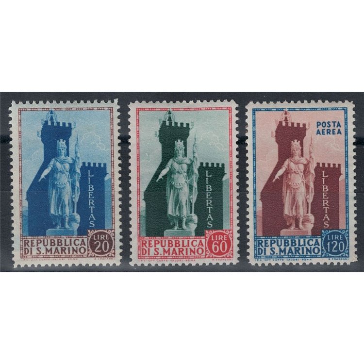 SAN MARINO 1954 Statua della Libertà 3v MH*
