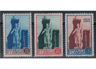 SAN MARINO 1954 Statua della Libertà 3v MH*