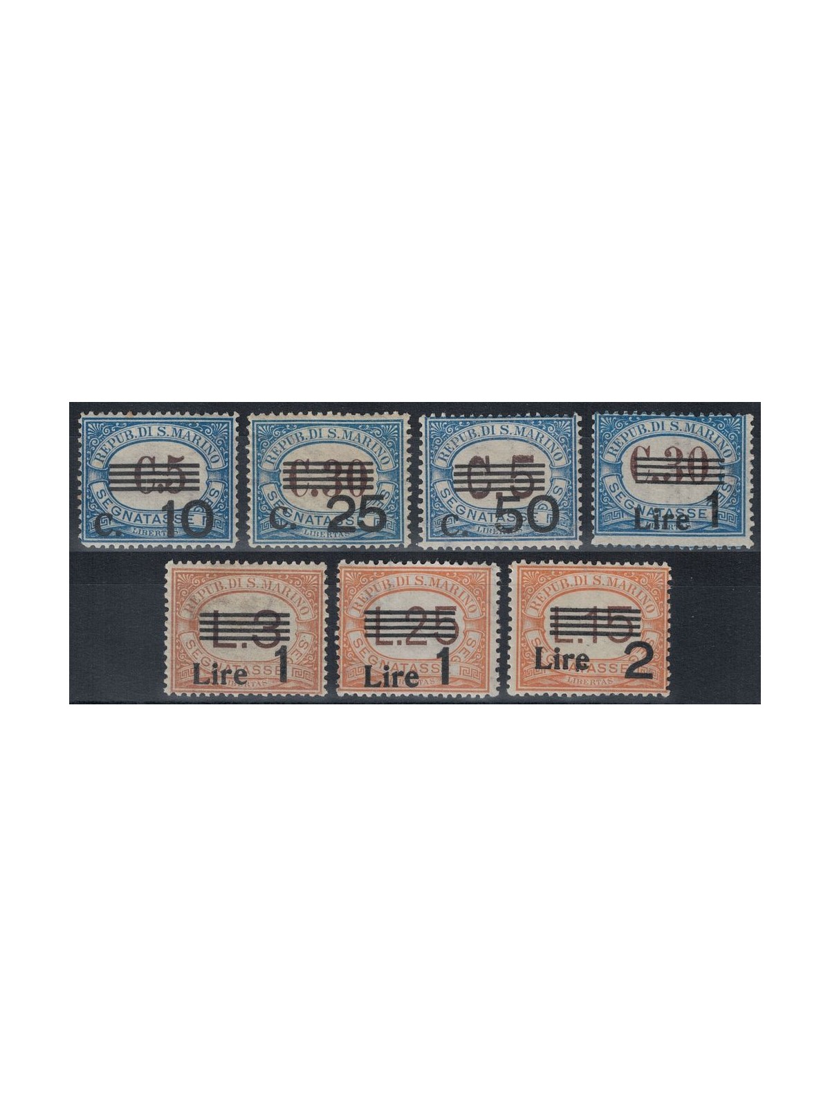 SAN MARINO 1936-39 Postage due 7v MH*