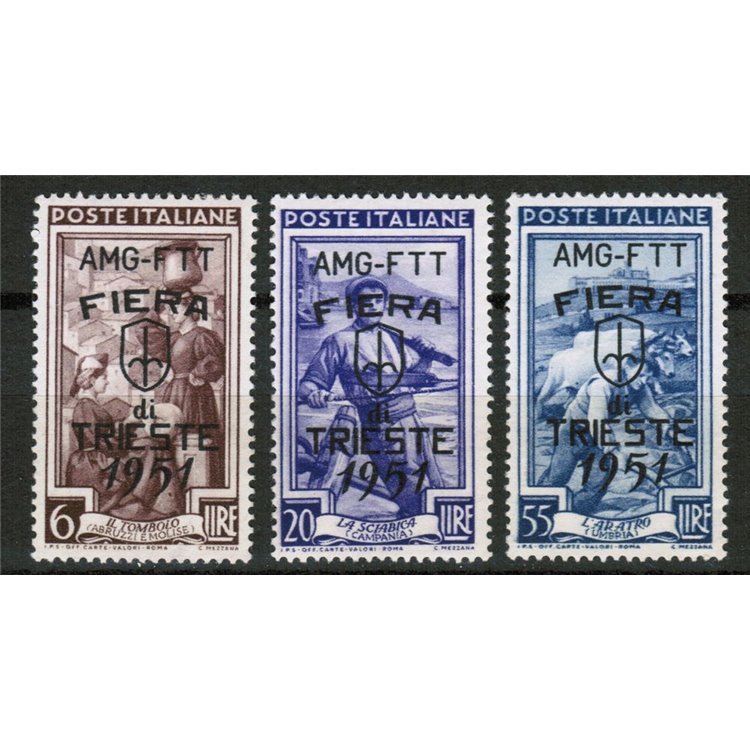 TRIESTE A 1951 Fiera di Trieste 3v MNH**