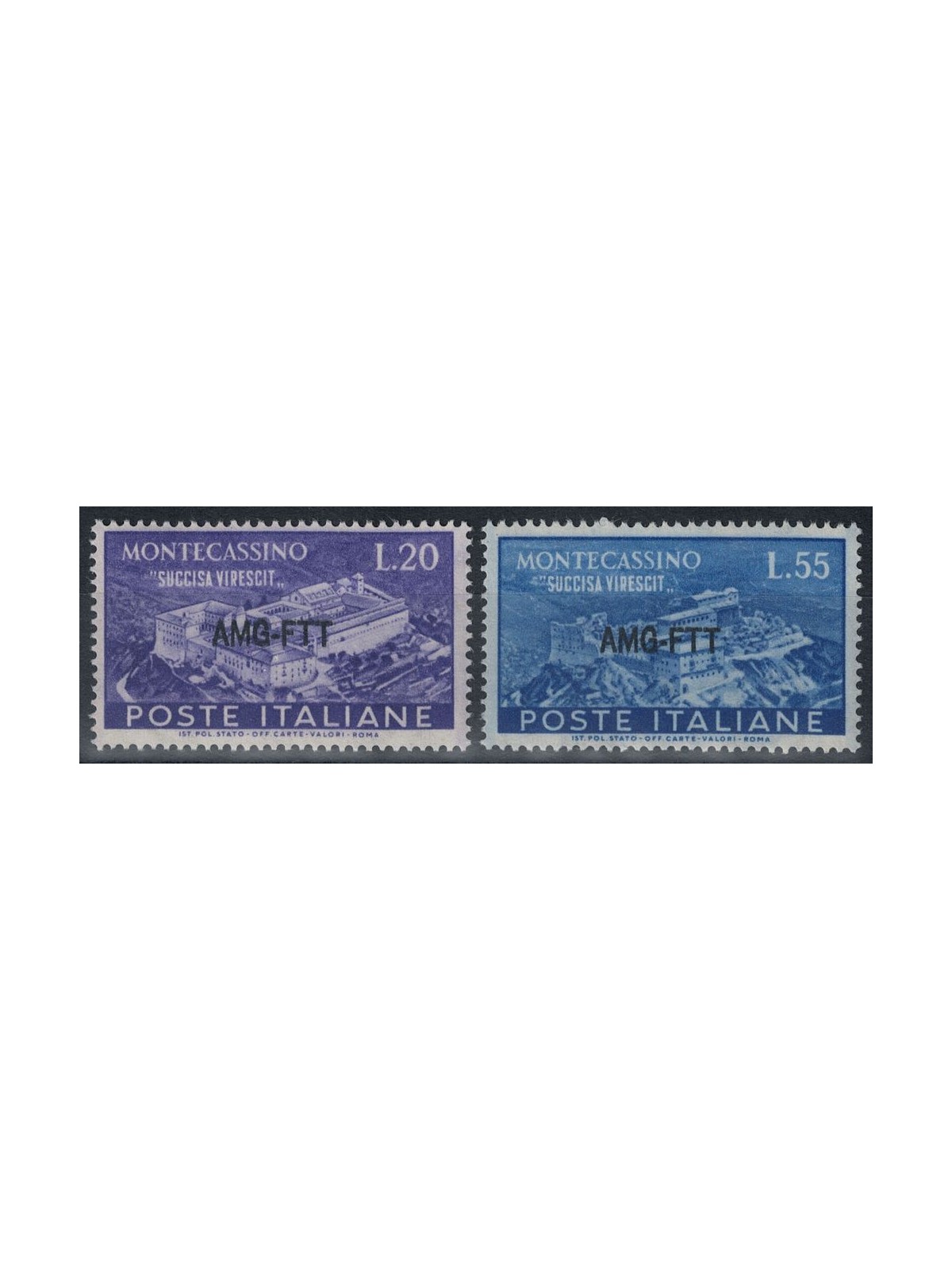 TRIESTE A 1951 Abbazia di Montecassino 2v MNH**