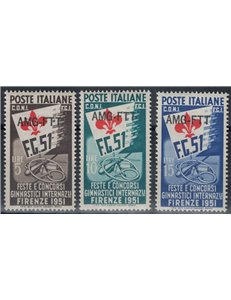 TRIESTE A 1951 International Gymnastics Competitions 3v MNH**