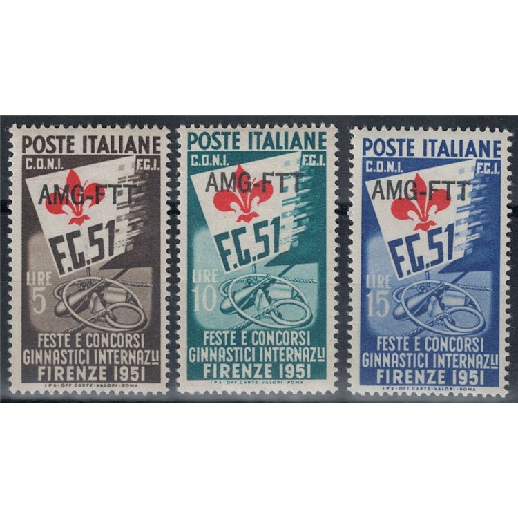 TRIESTE A 1951 International Gymnastics Competitions 3v MNH**