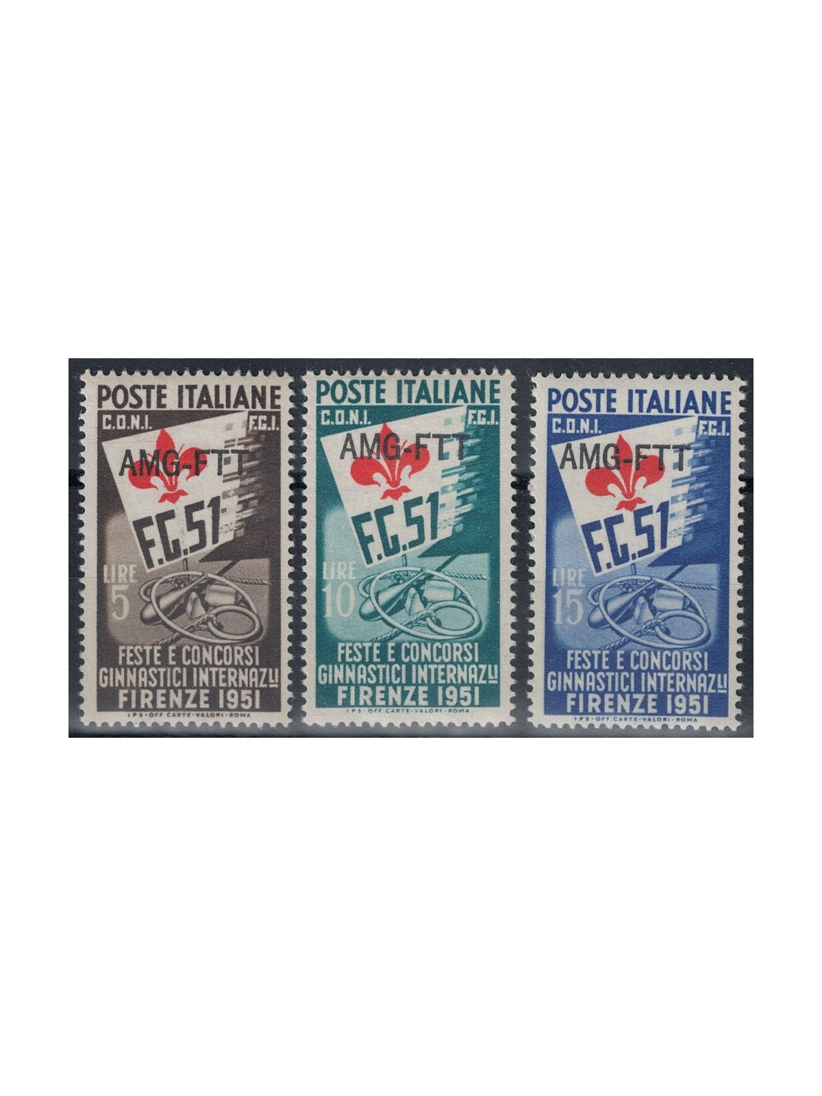 TRIESTE A 1951 International Gymnastics Competitions 3v MNH**