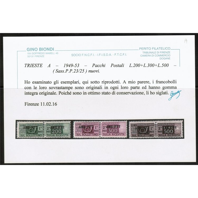 TRIESTE A 1949-54 Pacchi postali 13v MNH** ©