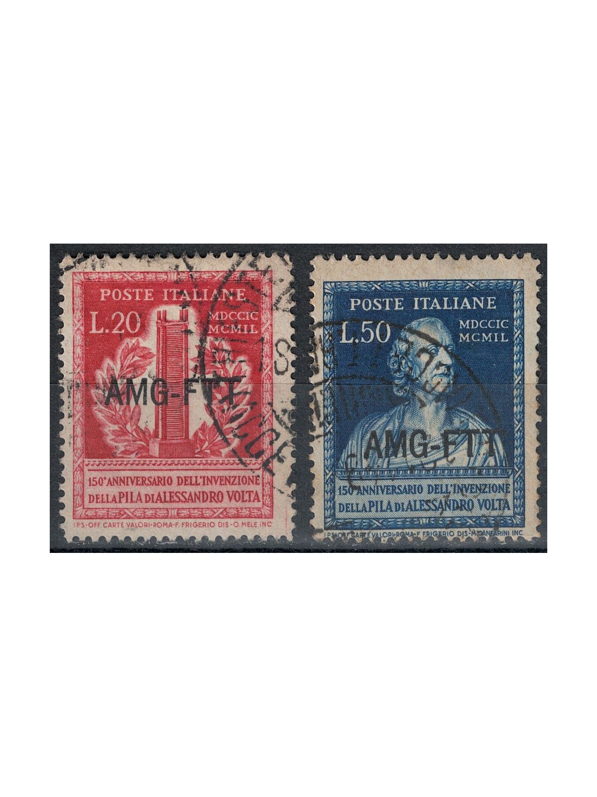 TRIESTE A 1949 Anniversario della pila di Volta 2v us