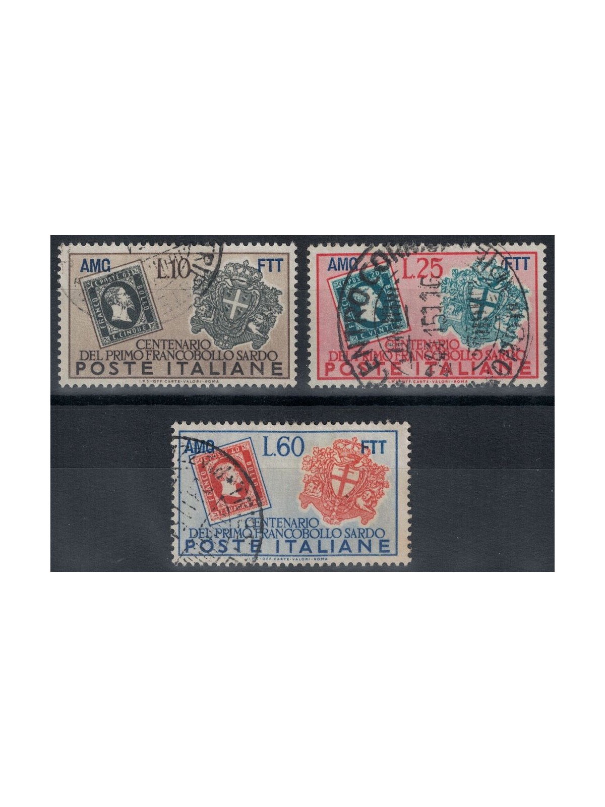 TRIESTE A 1951 Francobollo sardo 3v us