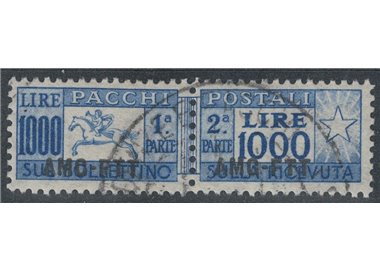 TRIESTE A 1954 Pacchi postali £ 1000, cavallino (lineare) us