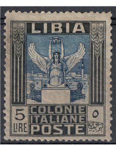LIBIA 1940 Serie Pittorica 5£ nero e azzurro MH*